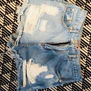 High waisted jean shorts